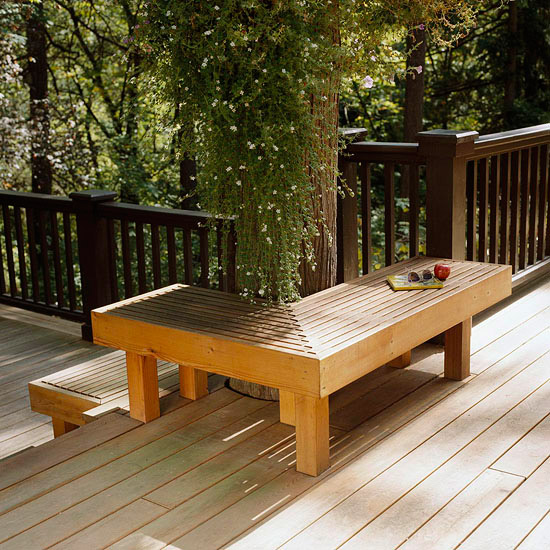 9 cool deck designs L-shaped benches