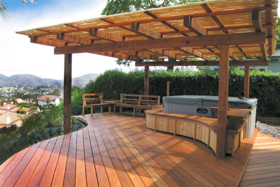 9 cool deck designs that add seating hot tub 