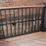 Trex Railing Signature Black, Aluminum Square Black balusters, Azek Vtg Mahogany 1×4 Top Rail