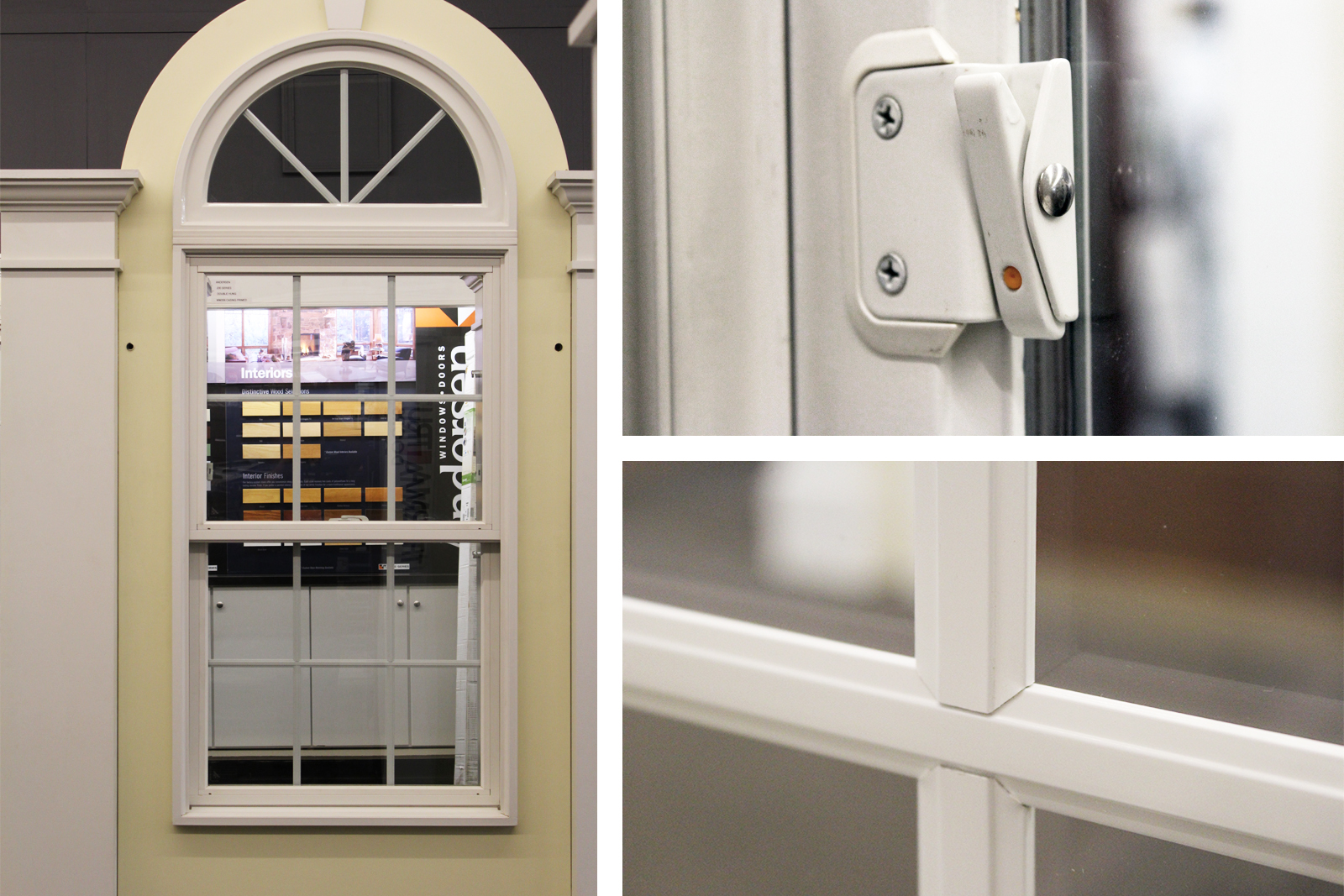 Andersen 200-Series Double Hung Window White Exterior w/Circle Top & Grille Between the Glass