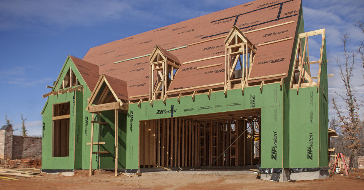 New construction home using Zip Systems home sheathing and tape