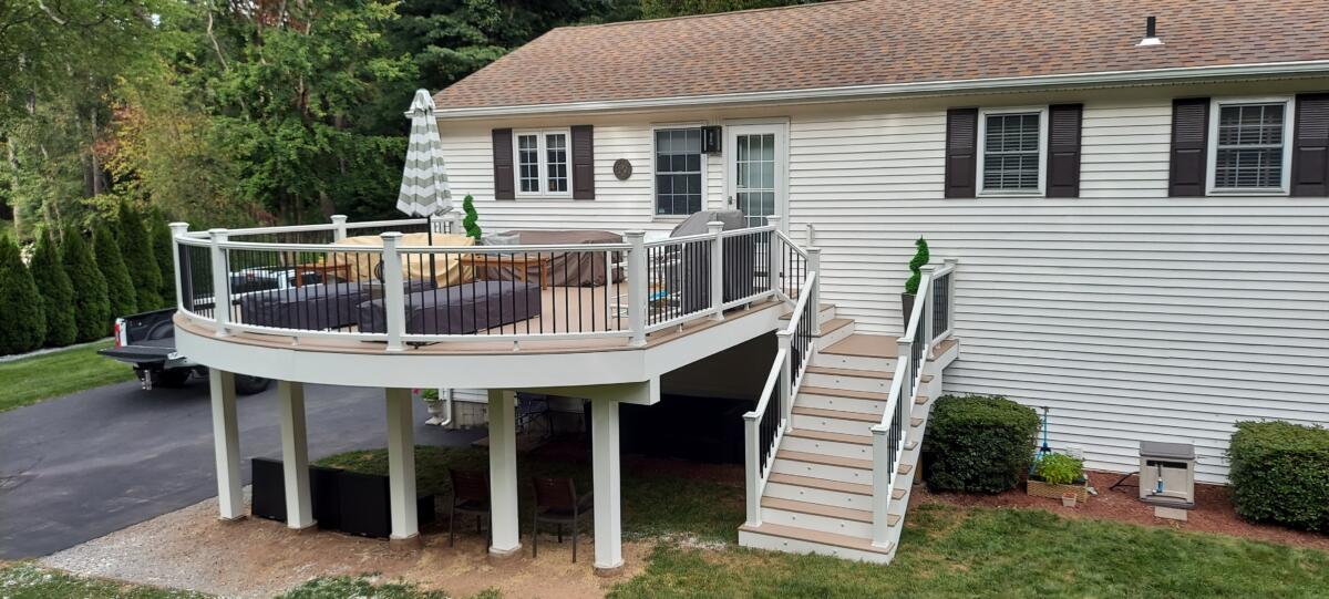 A Raised Deck with a Custom Curved edge by Morning Star Construction Company