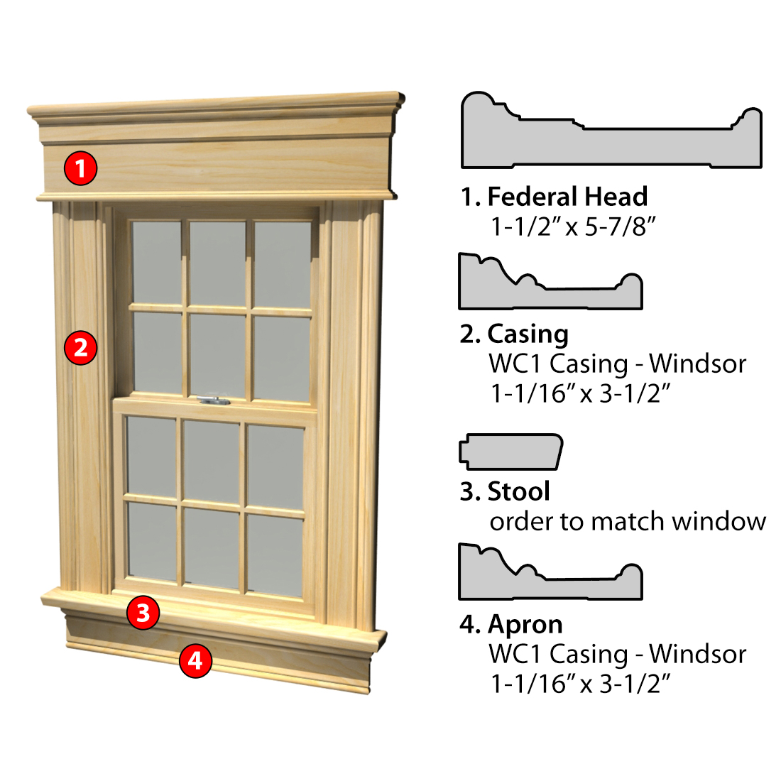 Msg Assembled Window Casing 3SSA Fed WC1