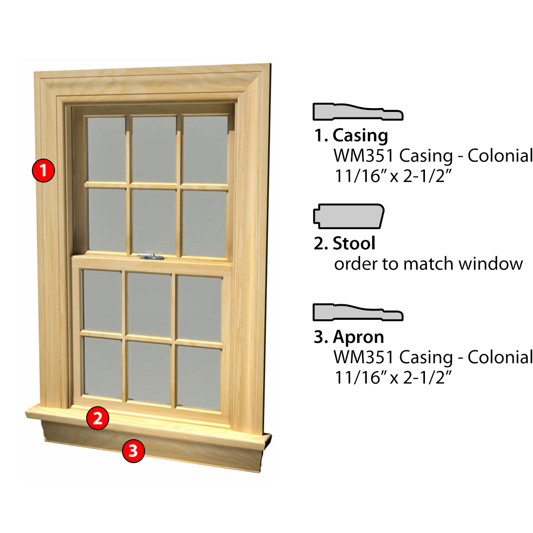 Msg Assembled Window Casing 3SSA WM351