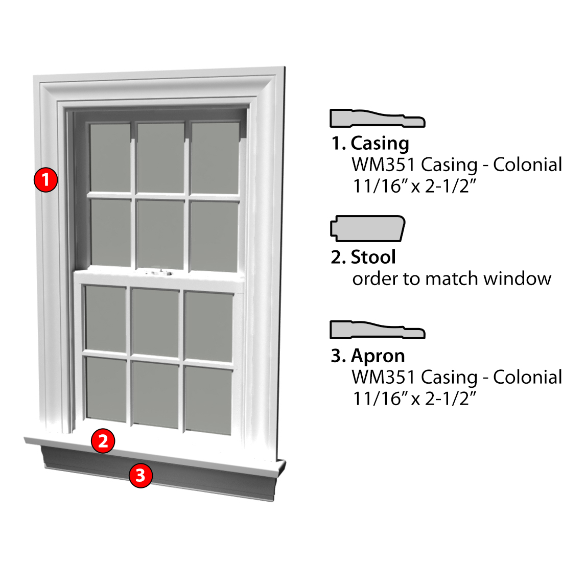 Msg Assembled Window Casing 3SSA WM351